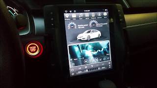 Part 1 Vertical screen Teslastyle Android navigation head unit for 2016 2017 Honda Civic DEMO VIDEO [upl. by Lletnom]