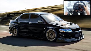 Mitsubishi Lancer Evolution IX Voltex Midnight Evo RFtuned  Realistic 4k Graphics  Logitech G29 [upl. by Baerman]