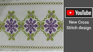 Very Simple and Very easy tablecloth design  Cross stitch or dosuti chadar bedsheet design [upl. by Godbeare]