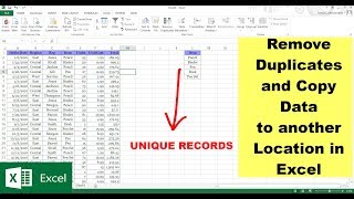 Remove Duplicates and Copy Data to another location in Excel [upl. by Edette]