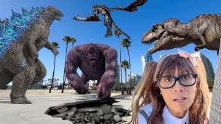 Godzilla vs Kong vs TRex vs Dragon Ultimate Monster Battle Stories for Kids [upl. by Anilas]