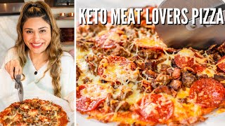 ZERO CARB CRUST PIZZA How to Make Keto Meat Lovers Pizza Recipe [upl. by Notsuh]