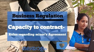 Capacity of Parties Contract with Minor Business Law Malayalam online class Commerce e learn [upl. by Ycrad]