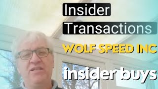 Wolf Speed Inc  Insider Transactions [upl. by Narat]