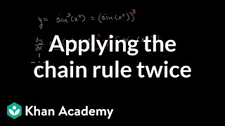 Applying the chain rule twice  Advanced derivatives  AP Calculus AB  Khan Academy [upl. by Aihsened]