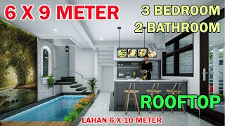 Split Level House 6X9 Meter 3 Kamar 2 Toilet Mushola Rooftop Kolam Renang Lahan 6x10 Meter [upl. by Ellery]