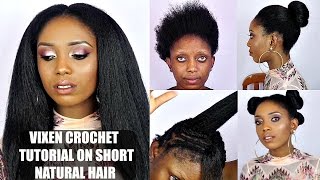 Vixen Crochet Braids Tutorial On Short Natural Hair [upl. by Grigson946]