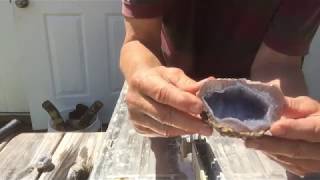 Cutting geode with a tile saw [upl. by Rumilly275]