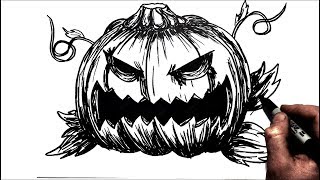 How To Draw a Halloween Jack OLantern  Step by Step [upl. by Burlie]