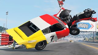 Drag Racing Crashes 25  BeamNG Drive [upl. by Attiuqahs]