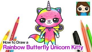 How to Draw Rainbow Butterfly Unicorn Kitty [upl. by Akihc]