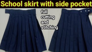 School Skirt With Side Pocket Easy Cutting Or Silai Full Tutorial Step By StepSilai Solutions [upl. by Nolaf]