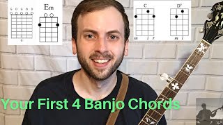 Your First 4 Banjo Chords  Basic Beginner Banjo Tutorial  Free Banjo Lesson [upl. by Yevreh]