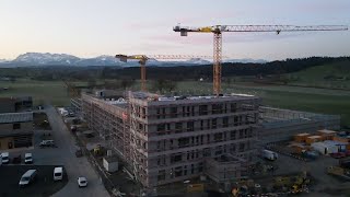 Aregger AG  Neubau Firmensitz  Drohnenflug bei Sonnenaufgang [upl. by Earl844]