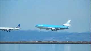 KLM MD11 and United 757 Parallel Landing at SFO [upl. by Antonin596]