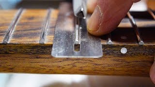 How To Recrown Guitar Frets With a 3 Corner Triangle File [upl. by Nylisoj445]