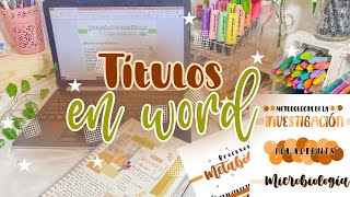 💻 Haz tus títulos bonitos en word 🌿✨apuntes digitales✨ [upl. by Atnauqahs]