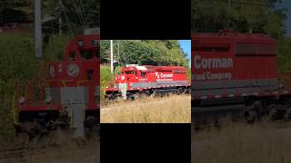 RJ corman sd402 duo throttling up and down highpower train railroad switching fyp [upl. by Ahseekat]