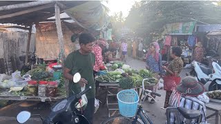 Sunrise Market in Kampong Cham Province Cambodia [upl. by Nayhr]