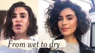 How to Style Short Curly Hair  WET TO DRY Tutorial [upl. by Imekawulo]