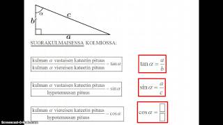 Suorakulmaisen kolmion tan sin ja cos [upl. by Iridissa]