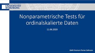 QMB Tutorium SS20 Nonparametrische Tests für ordinalskalierte Daten [upl. by Harmonia]