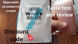 Myprotein strawberry cream taste test and review impact whey isolate  by doughandme [upl. by Adnala]