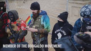 Armed ‘boogaloo boys’ gather at Michigan Capitol [upl. by Eiroj]