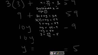 Solving simultaneous equation using the elimination method Stepbystep shorts maths tutorial [upl. by Yreffej]