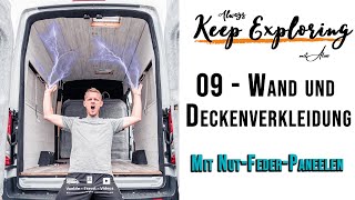 09 ‖ Wand und Deckenverkleidung mit NutFederPaneelen  DIY Campervan Selbstausbau [upl. by Balfore]