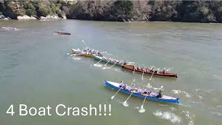 4 Boat Crash  Dartmouth Gig Regatta  DJI Mini 3 Pro [upl. by Slaby]