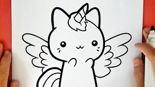 HOW TO DRAW A CUTE UNICORN CAT [upl. by Fritts582]