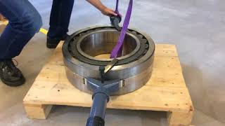 Mounting a big and heavy bearing with the bearing handling tool [upl. by Yesac579]