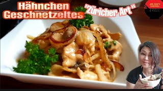 Hähnchen Geschnetzeltes quotZüricher Artquot Chicken cutlets Ragout JebAnns Channel [upl. by Marucci50]