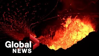 Lava erupts from Hawaiis Kilauea volcano in stunning video [upl. by Rhyne]