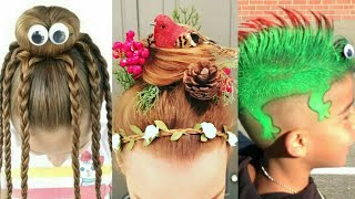 Crazy Hair Style  Wacky Hair Style 2017  Crazy Hair Day In School [upl. by Kcire]