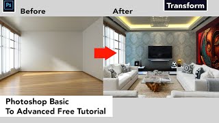 How To Interior Design in Photoshop Tutorial in Hindi Transform Tool [upl. by Rozalin]