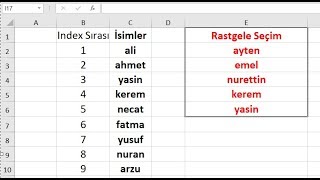 Excel Bir Listeden Rastgele Veri Seçme [upl. by Hirai15]