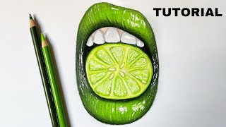 How To Draw Lime Lips  Color Pencil Tutorial [upl. by Weinstock623]