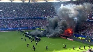 Pyro amp Rauchbomben beim Spiel Hamburg  Gladbach  HSV Abstieg [upl. by Armillda]