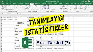 Excel Dersleri 7 Tanımlayıcı İstatistikler [upl. by Armelda]