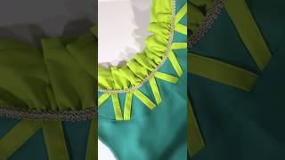 Sewing Tips And Tricks  Green gathered neckline design sewing sewinghacks sewingtips [upl. by Aleekat]