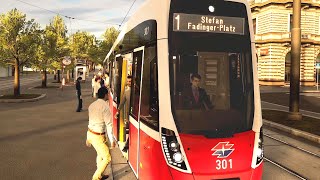 TramSim  Line 1 Afternoon Route Gameplay 4K [upl. by Genesia]