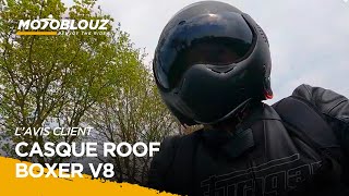 Test du casque CASQUE ROOF BOXER V8  NOIR MAT  ECRAN DARK SMOKE par Marc Client Motoblouz [upl. by Bendicta6]