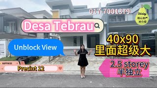 （Johor Bahru Property 新山房地产ep21）Desa Tebrau Precint 12 Unblock View‼️超级大的半独立‼️Shirley房产好介绍‼️ [upl. by Gnoc710]