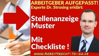 Stellenausschreibung Muster  Mit Checkliste [upl. by Haze709]