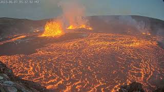 June 7 2023 — Video of eruption onset in Halemaʻumaʻu [upl. by Ardnnek]