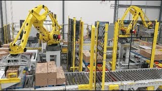 Multiline Robotic Palletizing and Stretch Wrapping System – StrongPoint Automation [upl. by Kreiner]