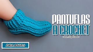 PANTUFLAS A CROCHET PARA ADULTOS  PASO A PASO ✅ [upl. by Lambert]