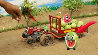 MF 385 tractor stuck in the mud  Watermelon farming with tractor  minisatar786 [upl. by Lukey]